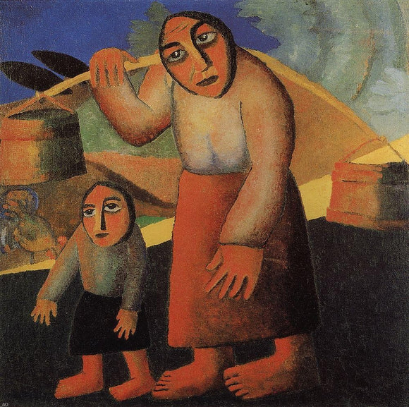  Kazimir Malevich Peasant Woman with Buckets and a Child - Canvas Art Print