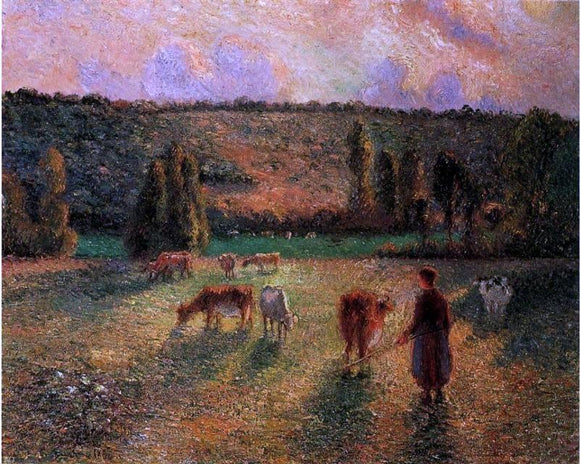  Camille Pissarro Cowherd at Eragny - Canvas Art Print