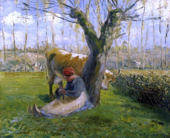  Camille Pissarro The Cowherd - Canvas Art Print