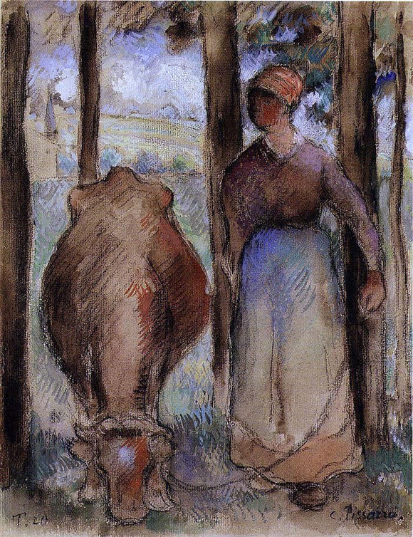  Camille Pissarro The Cowherd (also known as Young Peasant) - Canvas Art Print