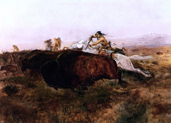  Charles Marion Russell Buffalo Hunt # 10 - Canvas Art Print