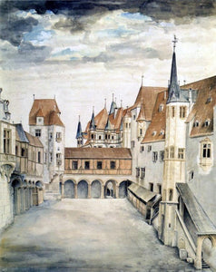  Albrecht Durer Couryard of the Former Castle in Innsbruck (with Clouds) - Canvas Art Print