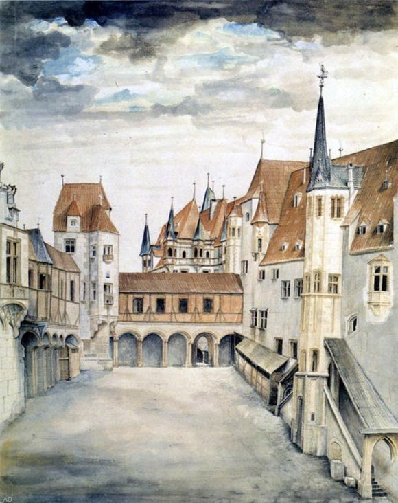  Albrecht Durer Couryard of the Former Castle in Innsbruck (with Clouds) - Canvas Art Print