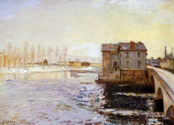  Alfred Sisley The Moret Bridge and Mills under Snow - Canvas Art Print