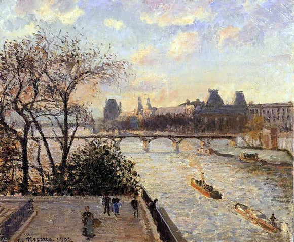 The Louvre and the Seine from the Pont-Neuf by Camille Pissarro - Canvas Art