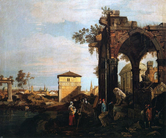  Canaletto A Landscape with Ruins - Canvas Art Print