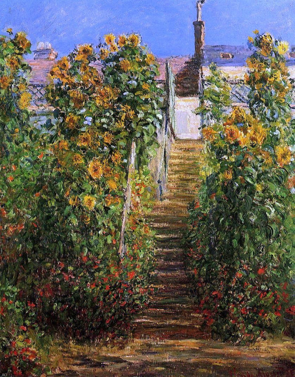  Claude Oscar Monet The Steps at Vetheuil - Canvas Art Print