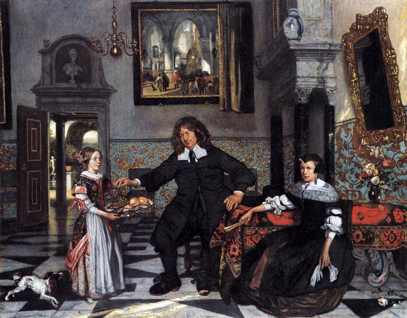  Emanuel De Witte Portrait of a Family in an Interior - Canvas Art Print