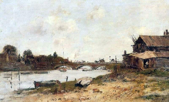  Eugene-Louis Boudin Bridge over the Touques at Deauville - Canvas Art Print