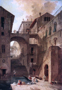  Hubert Robert Washerwomen - Canvas Art Print