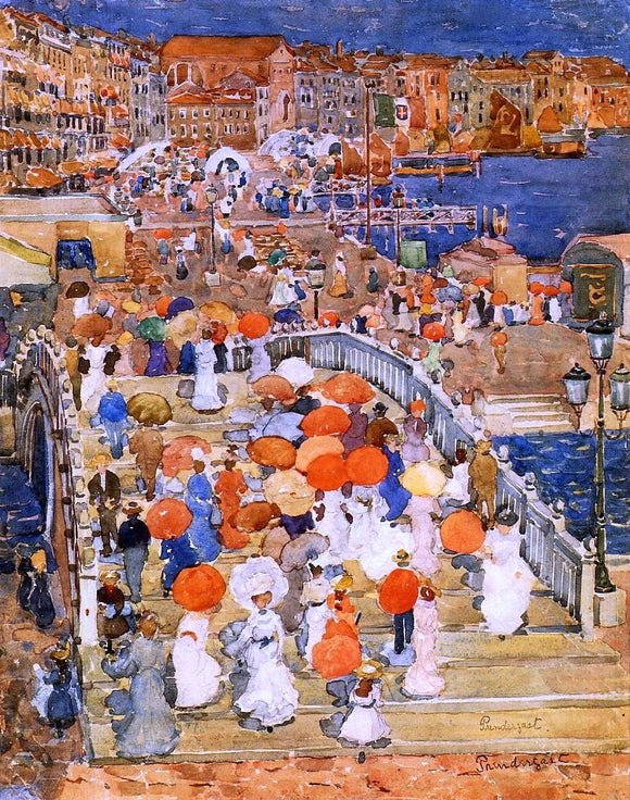  Maurice Prendergast Ponte della Paglia (also known as Marble Bridge) - Canvas Art Print