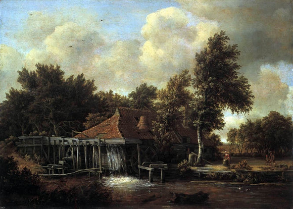  Meyndert Hobbema A Watermill - Canvas Art Print