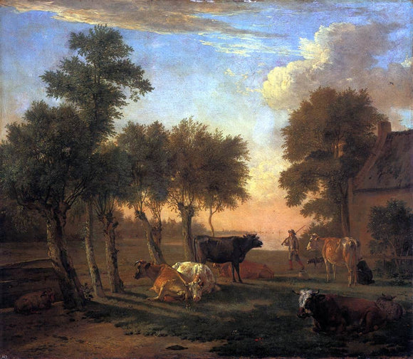  Paulus Potter Cows in a Meadow by a Farm - Canvas Art Print