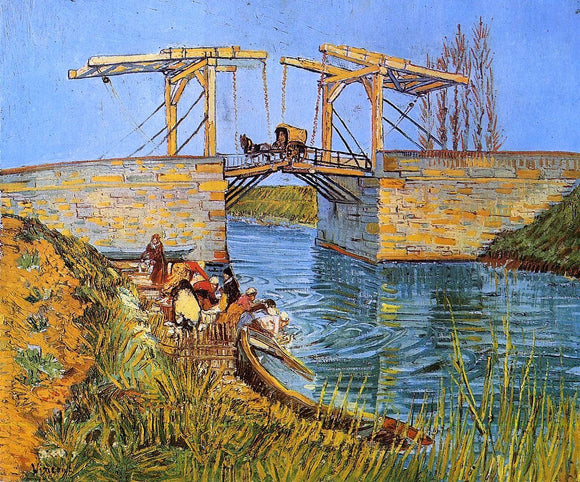  Vincent Van Gogh The Langlois Bridge at Arles with Women Washing (also known as Bridge at Arles (Women Washing)) - Canvas Art Print