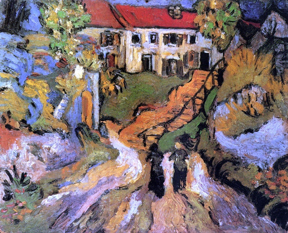  Vincent Van Gogh Village Street and Steps in Auvers with Two Figures - Canvas Art Print