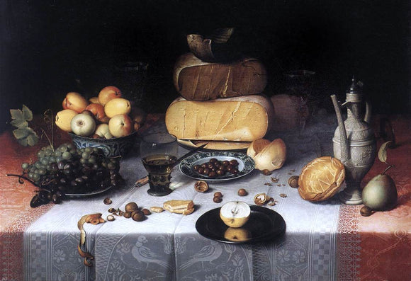  Floris Claesz Van Dijck Laid Table with Cheeses and Fruit - Canvas Art Print