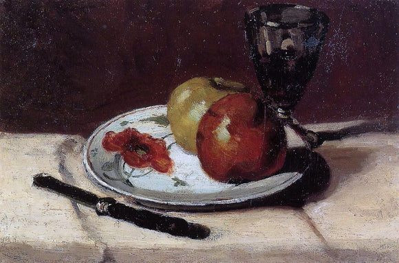  Paul Cezanne Still Life - Apples and a Glass - Canvas Art Print