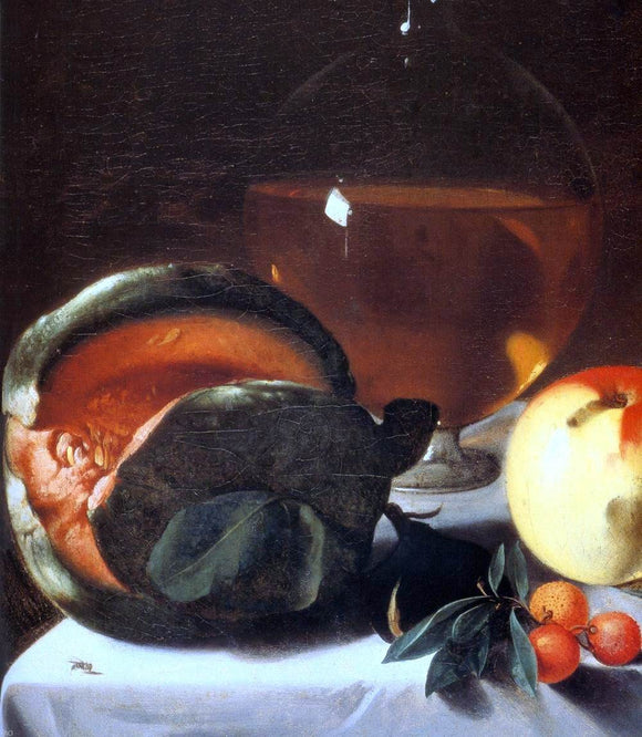  Pensionante Del saraceni Still-Life with Fruit and a Carafe of White Wine (detail) - Canvas Art Print