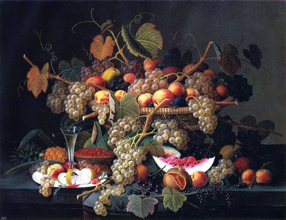  Severin Roesen Still Life with Fruit - Canvas Art Print