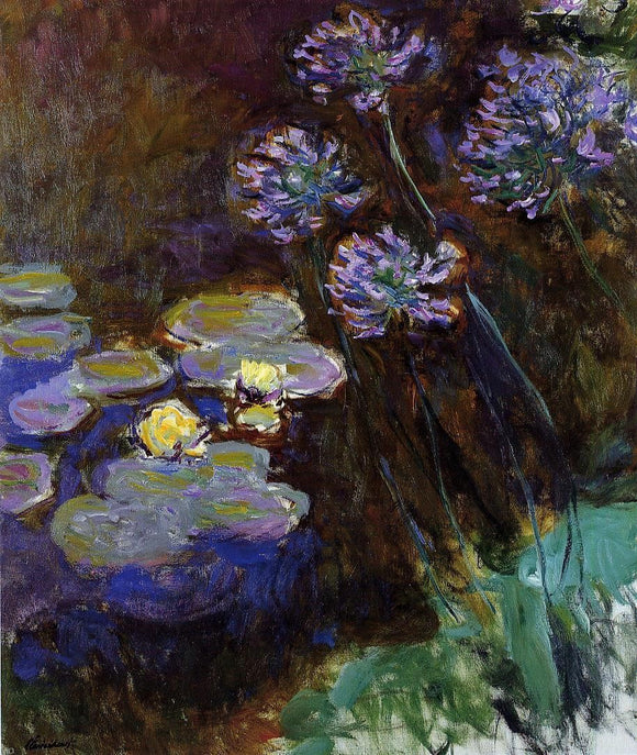  Claude Oscar Monet Water-Lilies and Agapanthus - Canvas Art Print