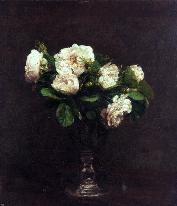  Henri Fantin-Latour White Roses - Canvas Art Print