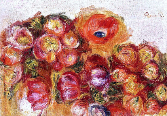  Pierre Auguste Renoir Study of Flowers - Anemones and Tulips - Canvas Art Print
