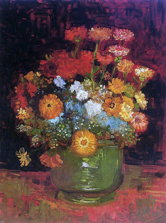  Vincent Van Gogh Vase with Zinnias - Canvas Art Print