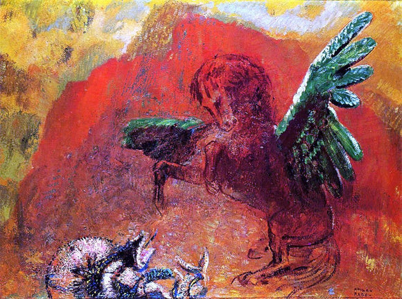  Odilon Redon Pegasus and the Hydra - Canvas Art Print
