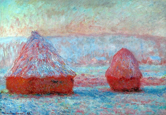  Claude Oscar Monet Grainstacks at Giverny, Morning Effect - Canvas Art Print