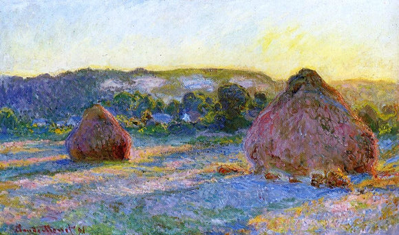  Claude Oscar Monet Grainstacks at the End of Summer, Evening Effect - Canvas Art Print