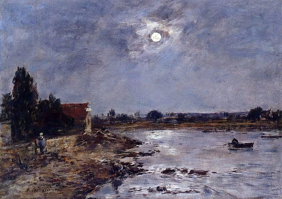  Eugene-Louis Boudin The Banks of the Touques - Moonlight - Canvas Art Print