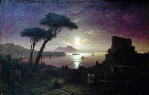  Ivan Constantinovich Aivazovsky The Bay of Naples at Moonlit Night - Canvas Art Print