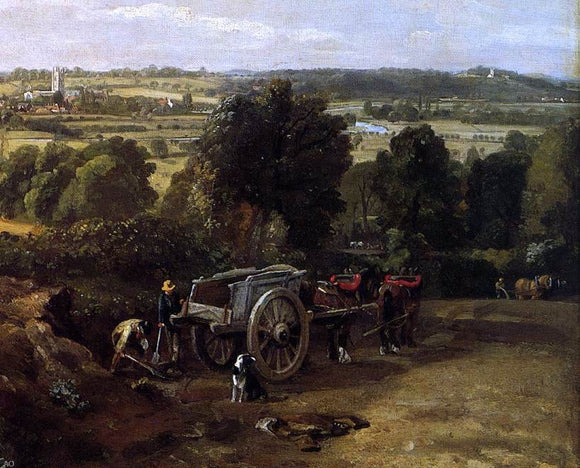  John Constable The Stour-Valley with the Church of Dedham (detail) - Canvas Art Print