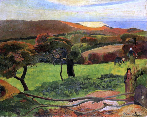 Paul Gauguin Breton Landscape - Fields by the Sea (also known as Le Pouldu) - Canvas Art Print