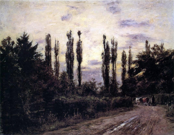  Theodore Clement Steele Evening, Poplars and Roadway near Schleissheim - Canvas Art Print