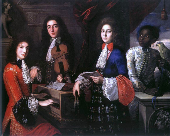  Anton Domenico Gabbiani Portrait of Three Musicians of the Medici Court - Canvas Art Print