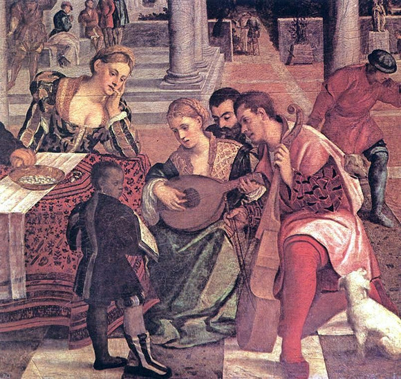  Bonifazio Veronese Dives and Lazarus (detail) - Canvas Art Print