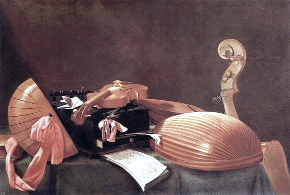  Evaristo Baschenis Still-life with Musical Instruments - Canvas Art Print