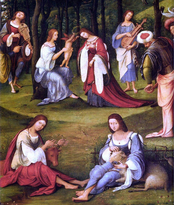  The Elder Lorenzo Costa Court of Isabella d'Este (detail) - Canvas Art Print