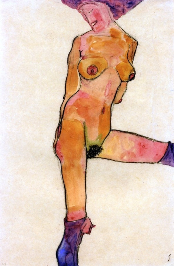  Egon Schiele Female Nude - Canvas Art Print