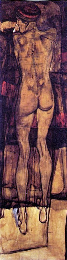  Egon Schiele Female Nude - Back View - Canvas Art Print