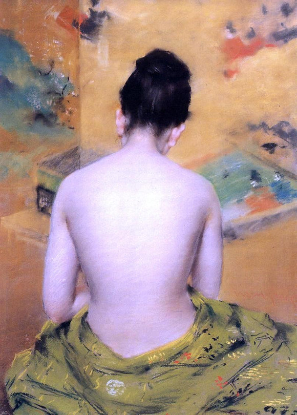  William Merritt Chase Back of a Nude (also known as Study of Flesh Color and Gold) - Canvas Art Print