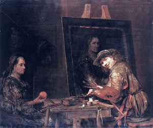  Aert De Gelder Self-Portrait at an Easel Painting an Old Woman - Canvas Art Print
