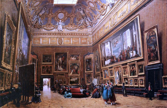  Giuseppe Castiglione View of the Grand Salon Carre in the Louvre - Canvas Art Print