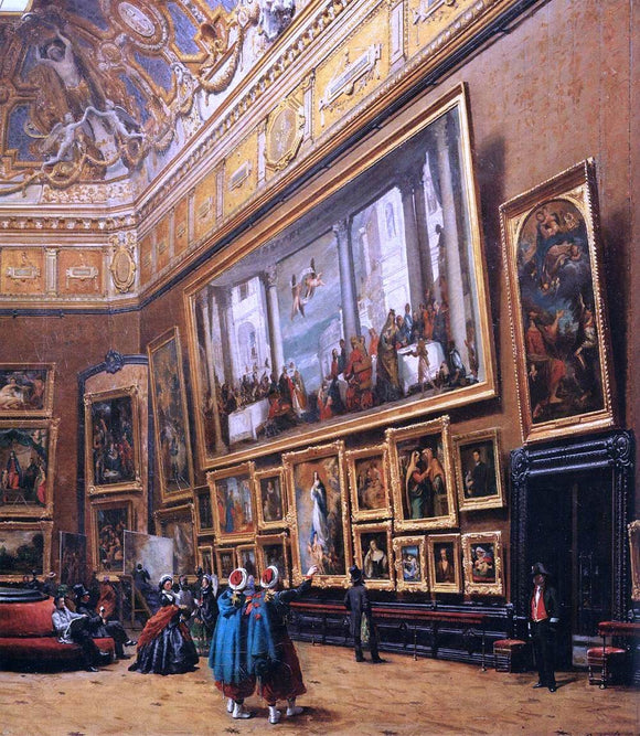  Giuseppe Castiglione View of the Grand Salon Carre in the Louvre (detail) - Canvas Art Print