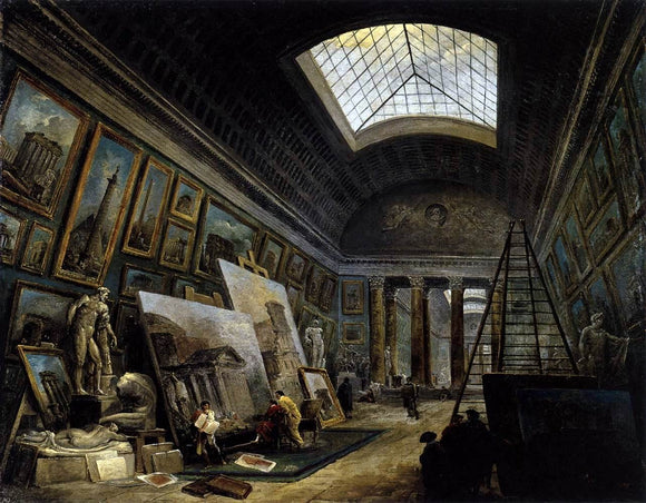  Hubert Robert Imaginary View of the Grande Galerie in the Louvre - Canvas Art Print