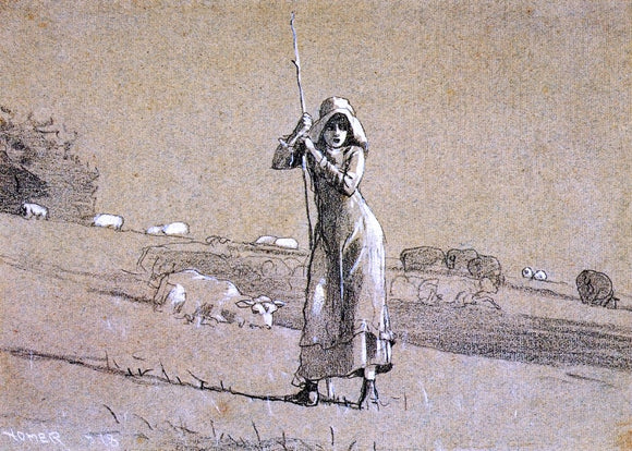  Winslow Homer The Shepherdess - Canvas Art Print