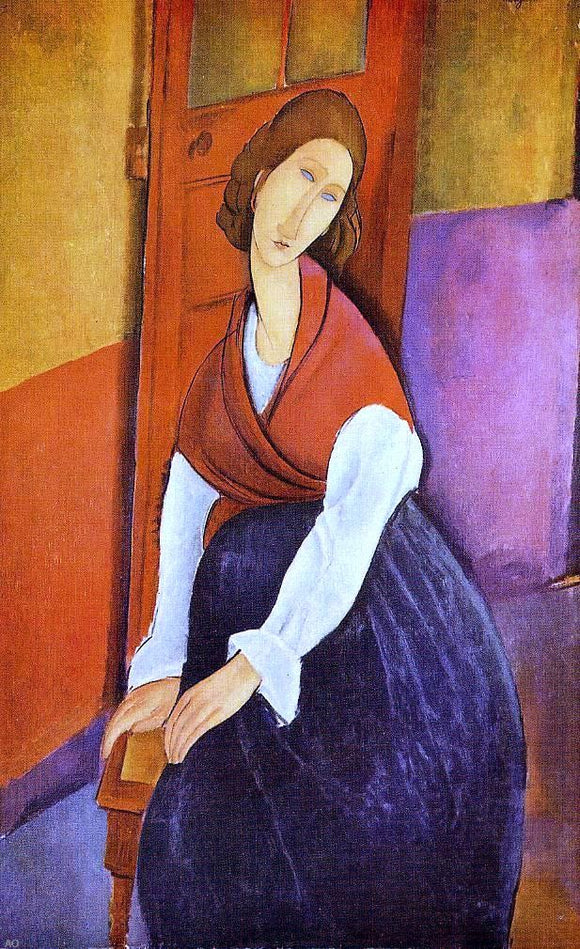 Amedeo Modigliani Jeanne Hebuterne (also known as In Front of a Door) - Canvas Art Print