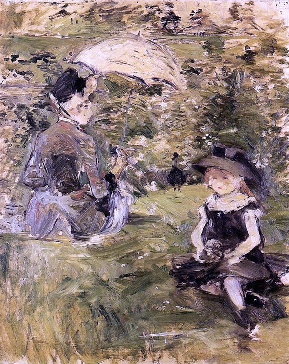  Berthe Morisot Young Woman and Child on an Isle - Canvas Art Print