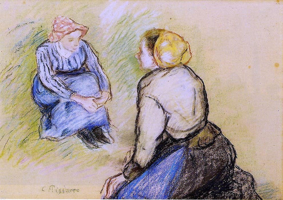  Camille Pissarro Seated Peasant and Knitting Peasant - Canvas Art Print